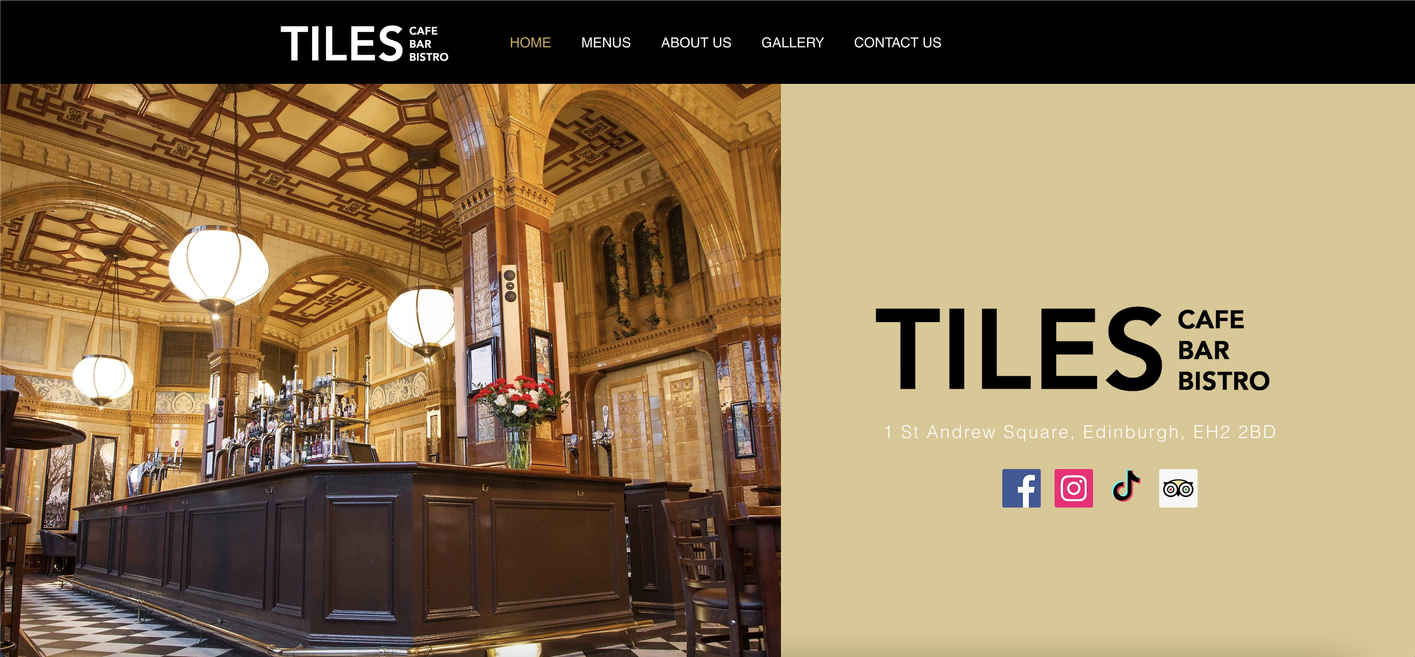 screenshot sito tiles bar di Edimburgo