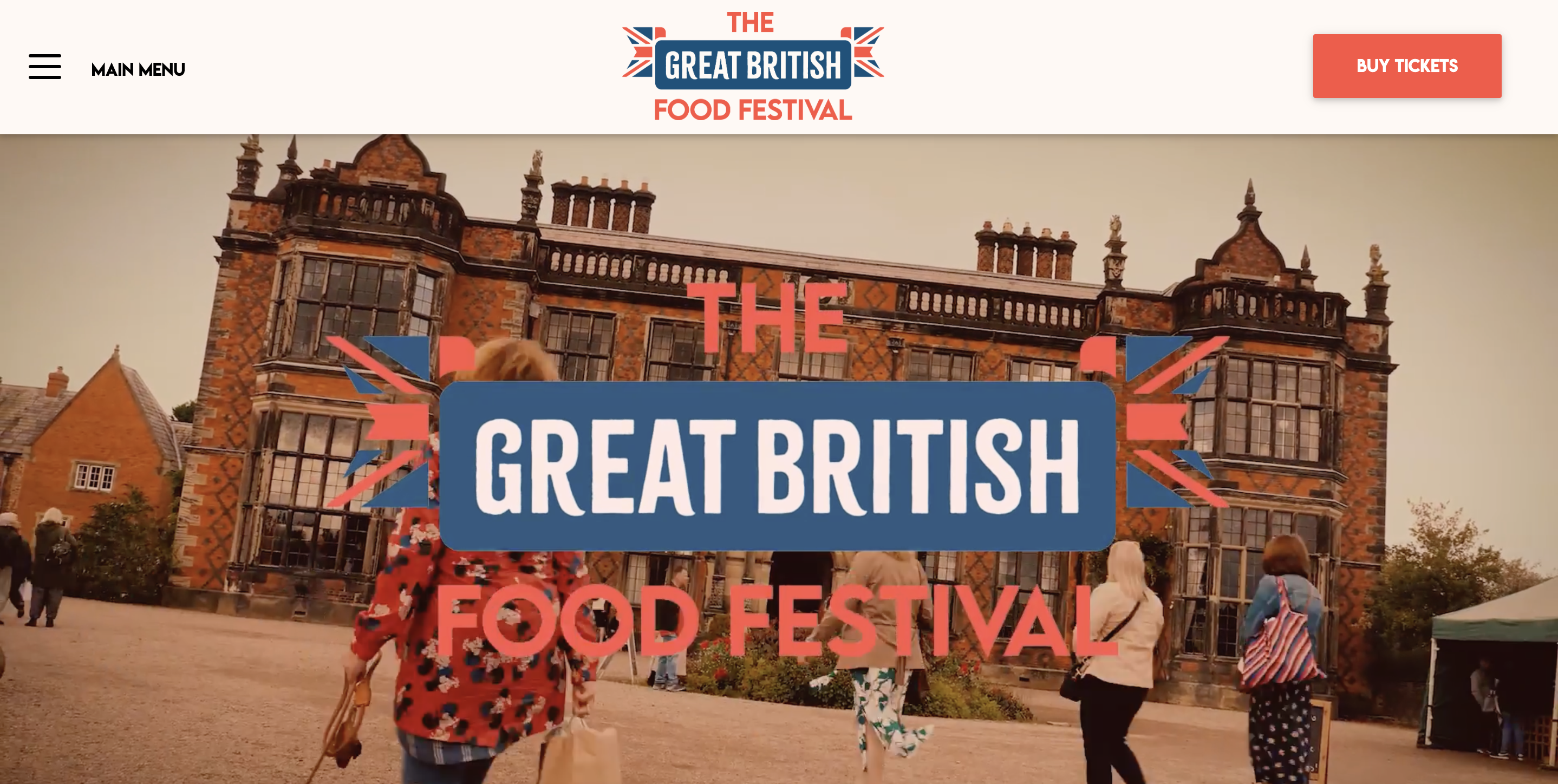 Screenshot di sito per Great British Food festival evento a Edimburgo