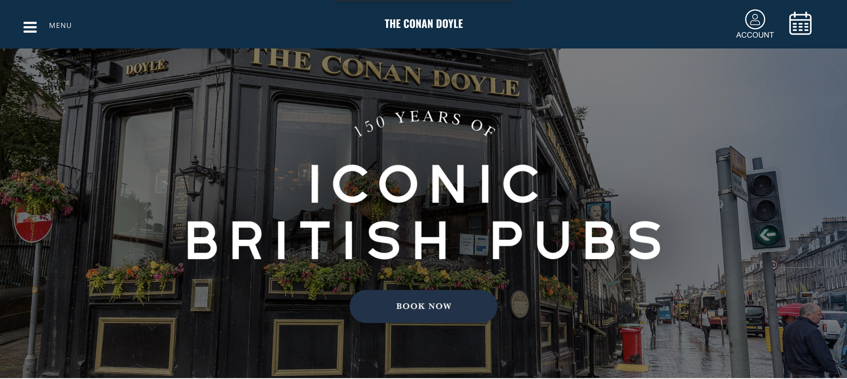 screenshot sito web 'the conan doyle' di Edimburgo pub