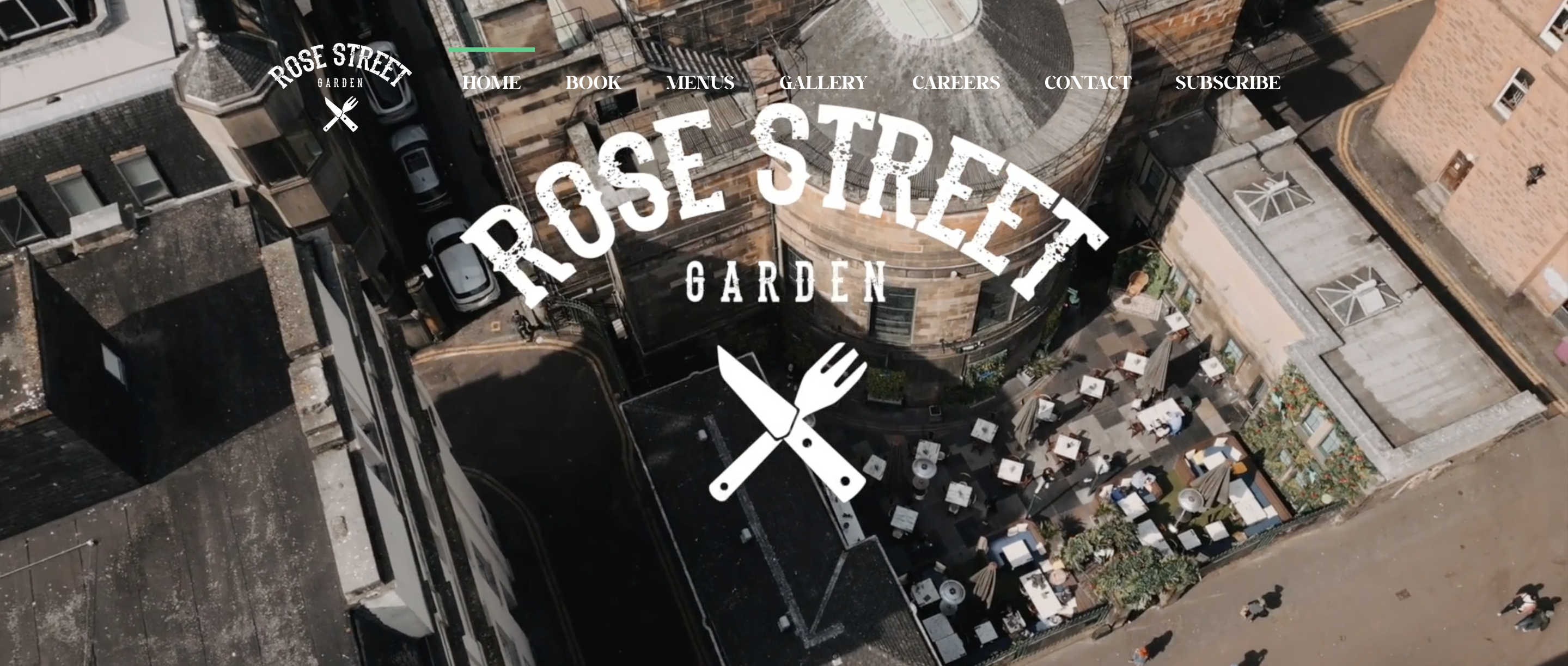 Screenshot sito di rose street garden uno dei pub di Edimburgo con giardino